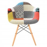 Multi-Colored Patchwork Fabric Eiffel Accent Chair Set of 4, Multi-Color, W24M4