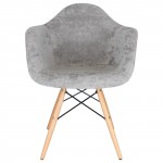 LeisureMod Willow Velvet Eiffel Wooden Base Accent Chair, Cloudy Grey, W24VGR