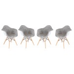 Willow Velvet Eiffel Wooden Base Accent Chair Set of 4, Cloudy Grey, W24VGR4