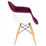 LeisureMod Willow Velvet Eiffel Wooden Base Accent Chair, Purple, W24VPR