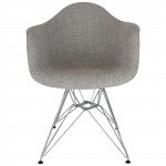 LeisureMod Willow Fabric Eiffel Accent Chair, Grey, WM24GRT