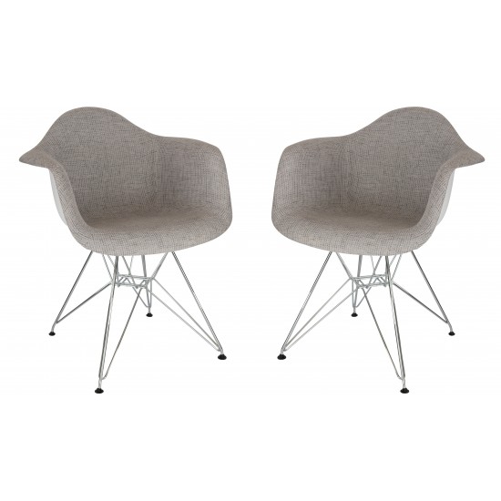 LeisureMod Willow Fabric Eiffel Accent Chair, Set of 2, Grey, WM24GRT2