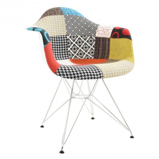 LeisureMod Willow Fabric Eiffel Accent Chair, Multi-Color, WM24M