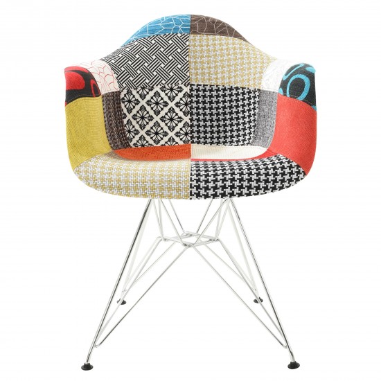 LeisureMod Willow Fabric Eiffel Accent Chair, Multi-Color, WM24M