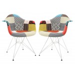 LeisureMod Willow Fabric Eiffel Accent Chair, Set of 2, Multi-Color, WM24M2