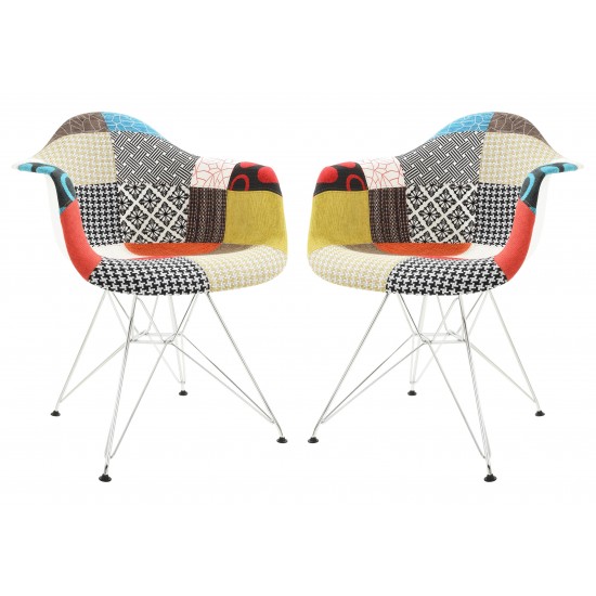 LeisureMod Willow Fabric Eiffel Accent Chair, Set of 2, Multi-Color, WM24M2