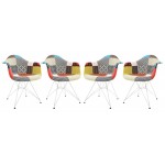 LeisureMod Willow Fabric Eiffel Accent Chair, Set of 4, Multi-Color, WM24M4