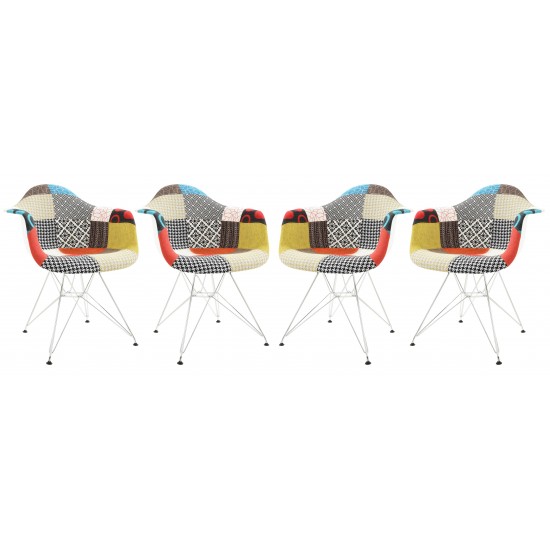 LeisureMod Willow Fabric Eiffel Accent Chair, Set of 4, Multi-Color, WM24M4