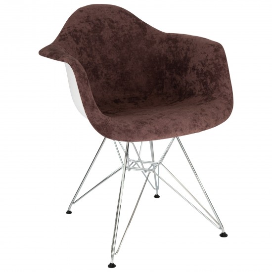 LeisureMod Willow Velvet Eiffel Metal Base Accent Chair, Coffee Brown, WM24VBR