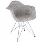 LeisureMod Willow Velvet Eiffel Metal Base Accent Chair, Cloudy Gray, WM24VGR