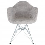 LeisureMod Willow Velvet Eiffel Metal Base Accent Chair, Cloudy Gray, WM24VGR