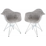 Willow Velvet Eiffel Metal Base Accent Chair Set of 2, Cloudy Gray, WM24VGR2