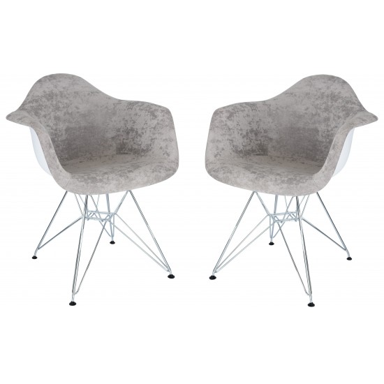 Willow Velvet Eiffel Metal Base Accent Chair Set of 2, Cloudy Gray, WM24VGR2