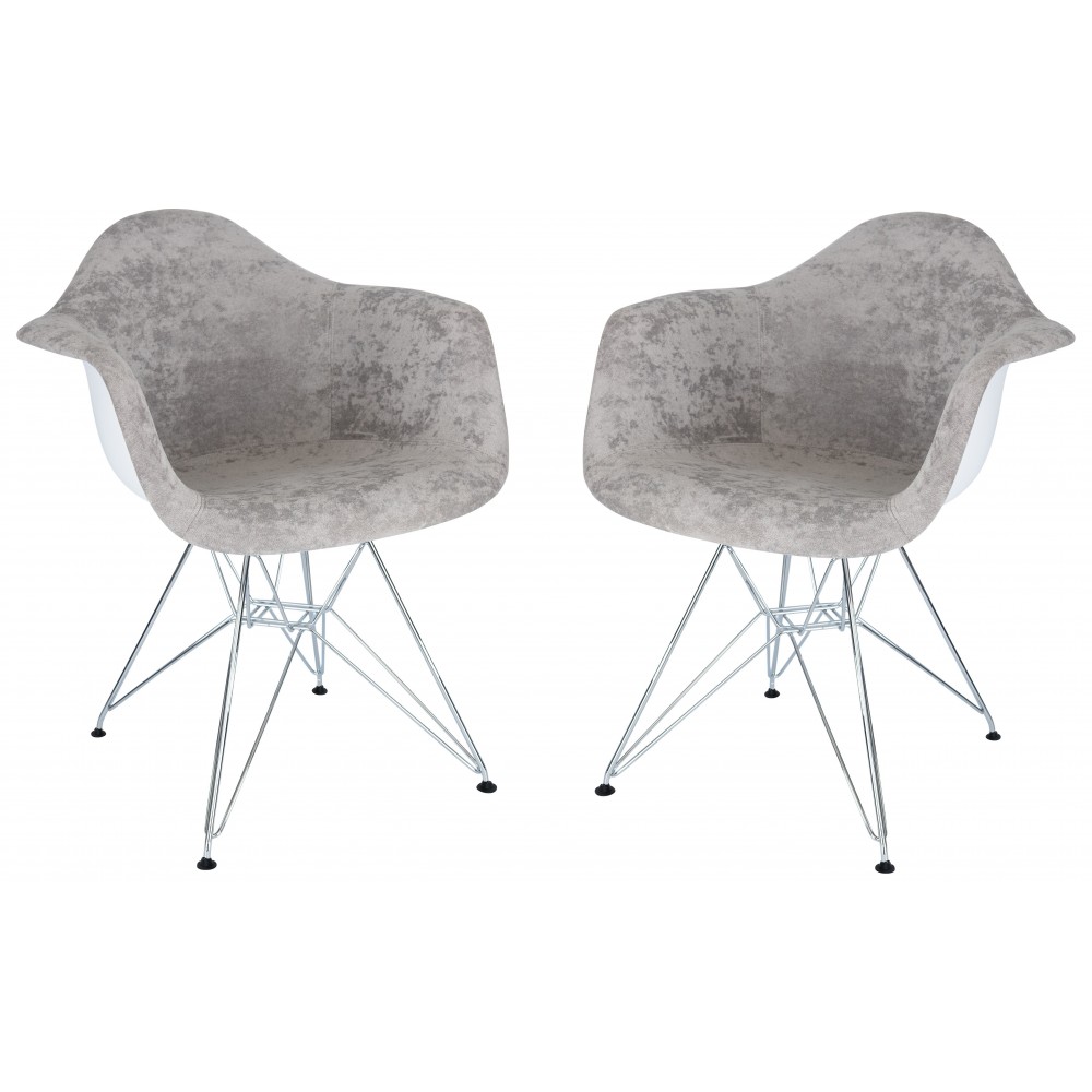 Willow Velvet Eiffel Metal Base Accent Chair Set of 2, Cloudy Gray, WM24VGR2