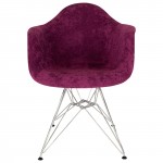 LeisureMod Willow Velvet Eiffel Metal Base Accent Chair, Purple, WM24VPR