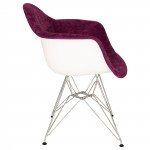 LeisureMod Willow Velvet Eiffel Metal Base Accent Chair, Purple, WM24VPR