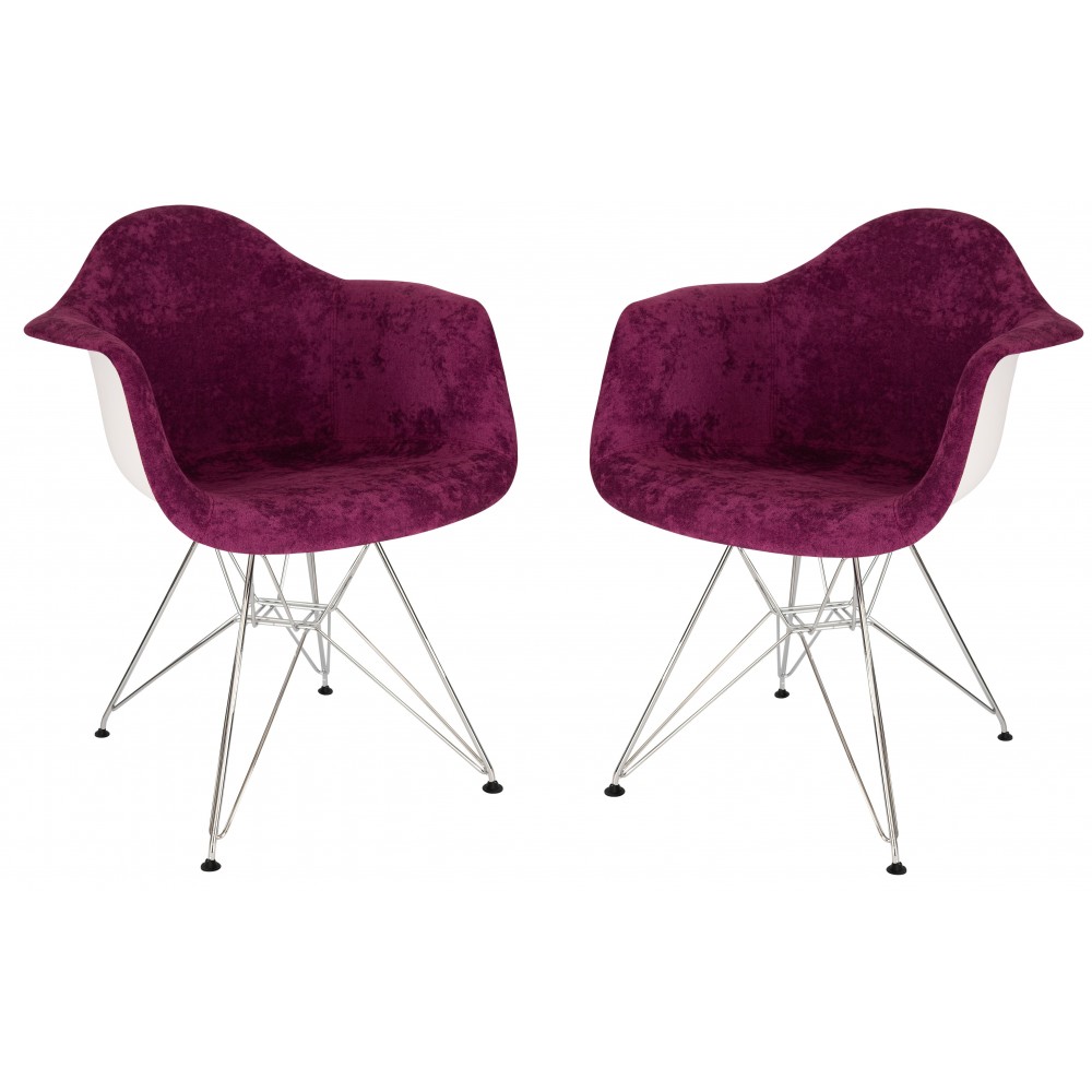 Willow Velvet Eiffel Metal Base Accent Chair Set of 2, Purple, WM24VPR2