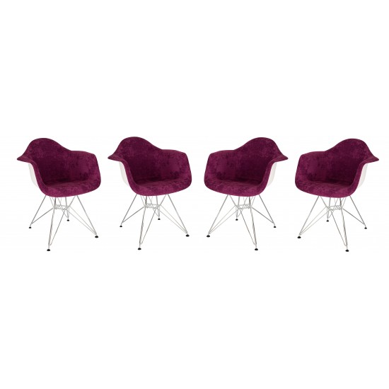 Willow Velvet Eiffel Metal Base Accent Chair Set of 4, Purple, WM24VPR4