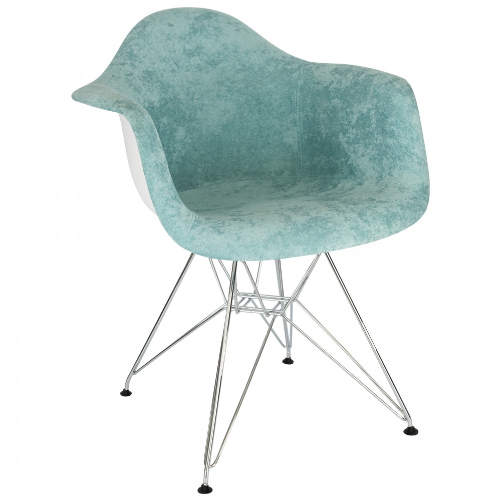 LeisureMod Willow Velvet Eiffel Metal Base Accent Chair, Teal, WM24VTL