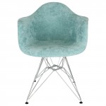 LeisureMod Willow Velvet Eiffel Metal Base Accent Chair, Teal, WM24VTL