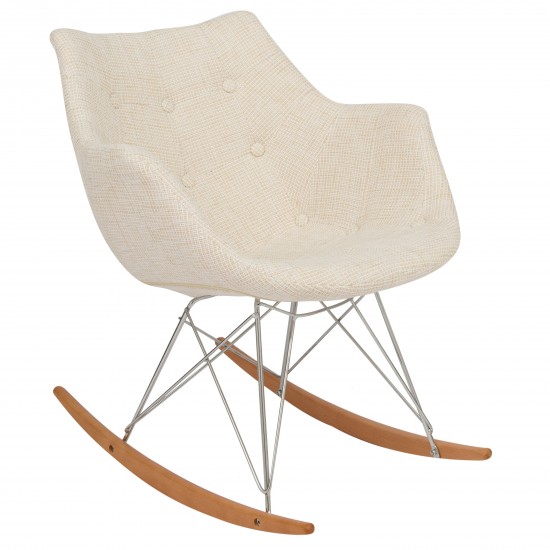 LeisureMod Willow Twill Fabric Eiffel Rocking Chair, Beige, WR24BGT