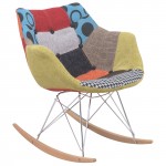 LeisureMod Willow Patchwork Fabric Eiffel Rocking Chair, Multi, WR24FC