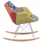 LeisureMod Willow Patchwork Fabric Eiffel Rocking Chair, Multi, WR24FC