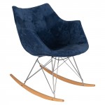 LeisureMod Willow Velvet Eiffel Base Rocking Chair, Navy Blue, WR24VBU