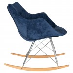 LeisureMod Willow Velvet Eiffel Base Rocking Chair, Navy Blue, WR24VBU