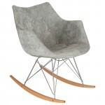 LeisureMod Willow Velvet Eiffel Base Rocking Chair, French Silver, WR24VGR