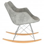 LeisureMod Willow Velvet Eiffel Base Rocking Chair, French Silver, WR24VGR