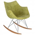 LeisureMod Willow Velvet Eiffel Base Rocking Chair, Lemon Green, WR24VLG