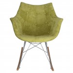 LeisureMod Willow Velvet Eiffel Base Rocking Chair, Lemon Green, WR24VLG