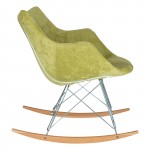 LeisureMod Willow Velvet Eiffel Base Rocking Chair, Lemon Green, WR24VLG