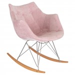 LeisureMod Willow Velvet Eiffel Base Rocking Chair, Pink, WR24VPK