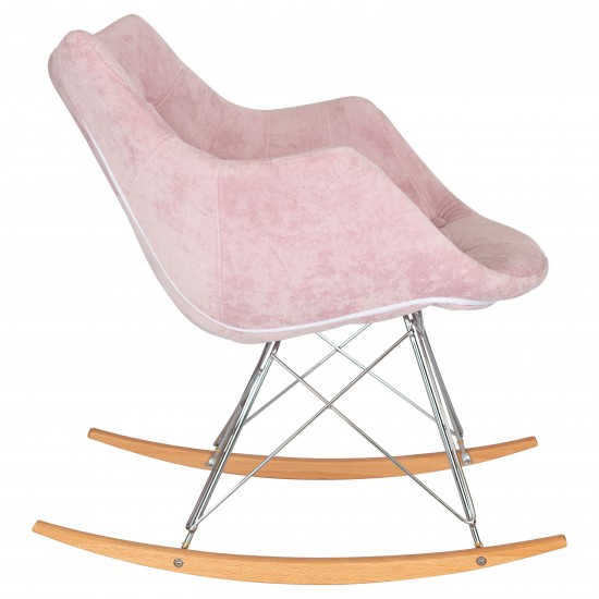 LeisureMod Willow Velvet Eiffel Base Rocking Chair, Pink, WR24VPK