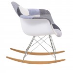 LeisureMod Wilson Twill Fabric Eiffel Rocking Chair, Patchwork, WR25FC