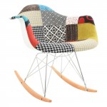 LeisureMod Wilson Twill Fabric Eiffel Rocking Chair, Multi-Color, WR25M