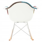 LeisureMod Wilson Twill Fabric Eiffel Rocking Chair, Multi-Color, WR25M