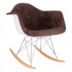 LeisureMod Wilson Velvet Eiffel Base Rocking Chair, Coffee Brown, WR25VBR