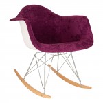 LeisureMod Wilson Velvet Eiffel Base Rocking Chair, Purple, WR25VPR