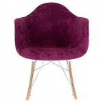 LeisureMod Wilson Velvet Eiffel Base Rocking Chair, Purple, WR25VPR