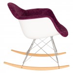 LeisureMod Wilson Velvet Eiffel Base Rocking Chair, Purple, WR25VPR