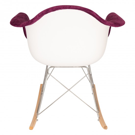 LeisureMod Wilson Velvet Eiffel Base Rocking Chair, Purple, WR25VPR