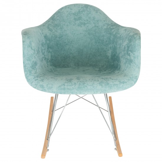 LeisureMod Wilson Velvet Eiffel Base Rocking Chair, Teal, WR25VTL