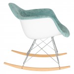 LeisureMod Wilson Velvet Eiffel Base Rocking Chair, Teal, WR25VTL