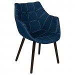 LeisureMod Milburn Tufted Denim Lounge Chair, Denim, MA23DBU