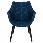 LeisureMod Milburn Tufted Denim Lounge Chair, Denim, MA23DBU