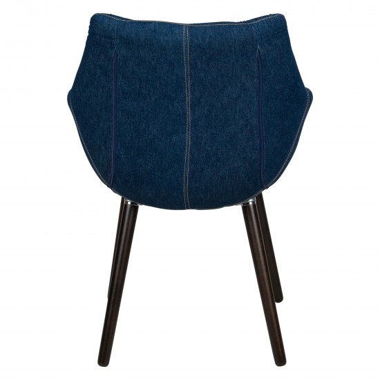 LeisureMod Milburn Tufted Denim Lounge Chair, Denim, MA23DBU