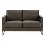 Modern Mid-Century Upholstered Velvet Loveseat, Gold Frame, Dark Grey, LA55DGR